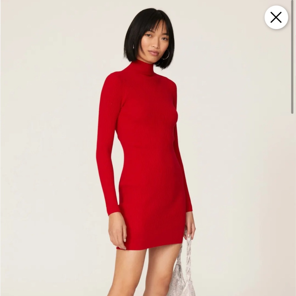 Ramy Brook Red Mock Neck Bodycon Dress
